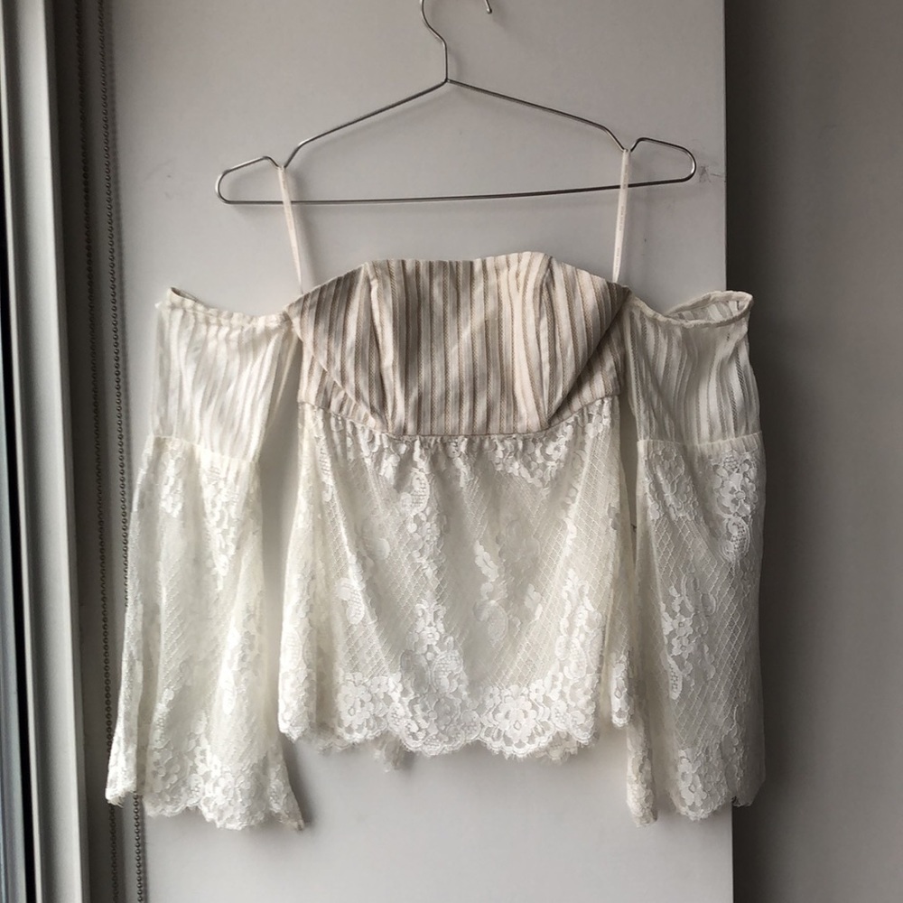 Stone Cold Fox Off The Shoulder Lace Crop Top!
